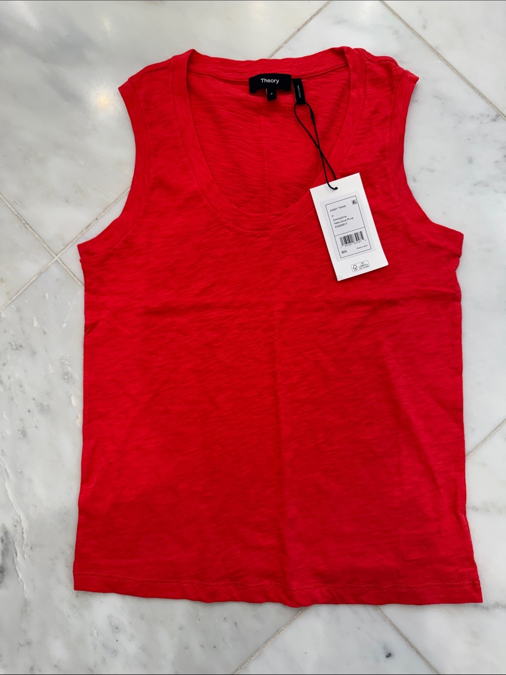 Theory Red Scoop Neck Cotton Tank Top